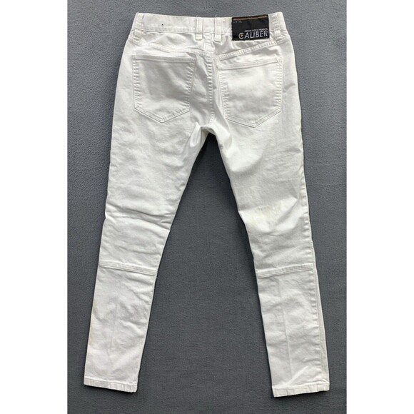 CDMG Caliber Denim Jeans Men's Size 32X32 White Moto Biker Stained Grunge - Picture 3 of 16